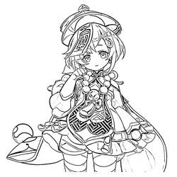 Disegno Qiqi in piedi con la sua collana di perline da colorare