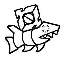 Disegno Geometry Dash creatura squalo da colorare