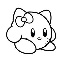 Disegno Kirby con orecchie da gatto e fiocco da colorare