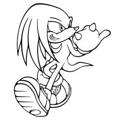 Disegno Knuckles corre con il pugno alzato da colorare