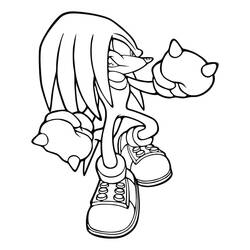 Disegno Knuckles in piedi in posizione di combattimento da colorare