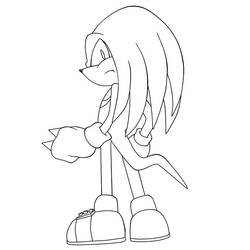 Disegno Knuckles in piedi con espressione seria da colorare
