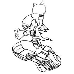 Disegno Knuckles su un kart da corsa da colorare