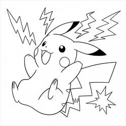 Disegno Pikachu mentre lancia un attacco elettrico da colorare