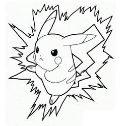 Disegno Pikachu circondato da fulmini da colorare