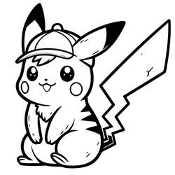 Disegno Pikachu con un berretto da detective da colorare