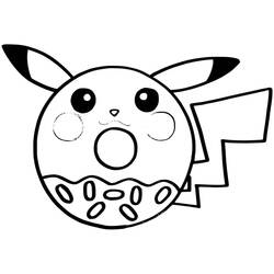 Disegno Pikachu a forma di ciambella con codette da colorare
