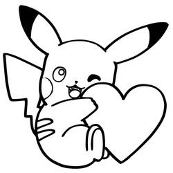 Disegno Pikachu con un cuore da colorare