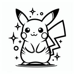 Disegno Pikachu in piedi circondato da scintille da colorare