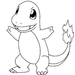 Disegno Charmander in piedi con la coda accesa da colorare
