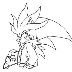 Disegno Sonic argentato in posa decisa da colorare