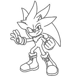 Disegno Sonic argentato in posa d'azione decisa da colorare