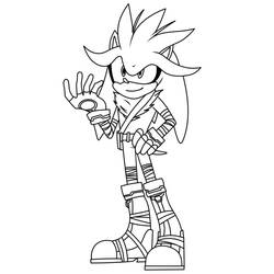Disegno Sonic argentato in posa dinamica da colorare