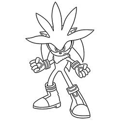 Disegno Sonic argentato in posa d'azione da colorare