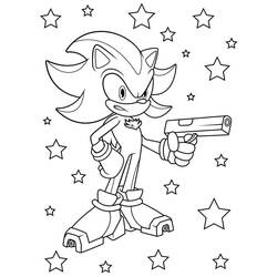 Disegno Shadow con una pistola circondato da stelle da colorare