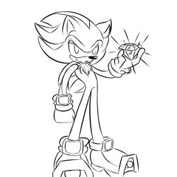 Disegno Shadow Sonic con uno smeraldo del caos da colorare