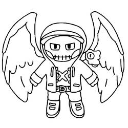 Disegno Dark Angel di Stumble Guys con grandi ali da colorare