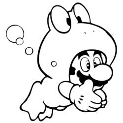 Disegno Mario con il costume da rana sott'acqua da colorare