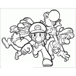 Disegno Mario, Wario, Luigi e Yoshi che corrono insieme da colorare