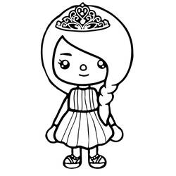 Disegno Toca Boca bambina con una tiara da colorare