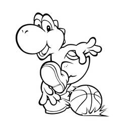 Disegno Yoshi che gioca a basket da colorare