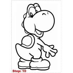 Disegno Yoshi sorridente di profilo da colorare