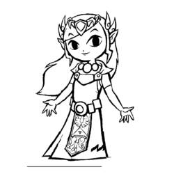 Disegno Zelda principessa in abito reale da colorare