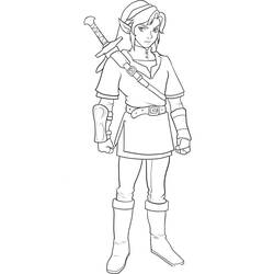 Disegno Link in piedi con la spada sulla schiena da colorare