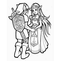 Disegno Zelda mano nella mano con Link da colorare